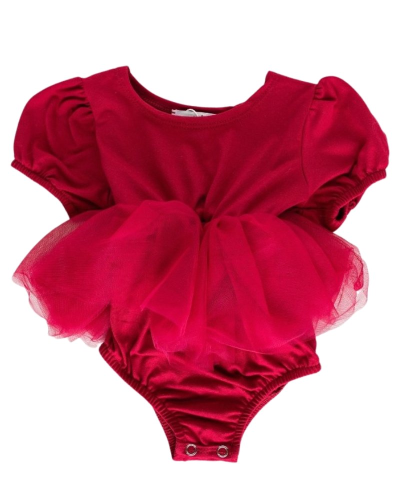 Kami Puff Sleeve Tutu Romper - Wine - Mack & Harvie