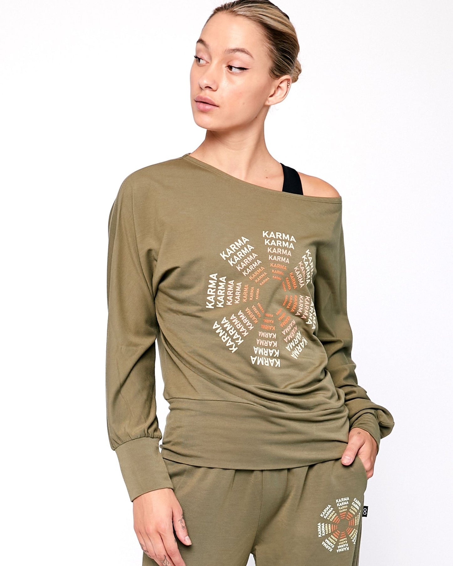 Karma Graphic Viscose Blend Long Sleeve Top - Mack & Harvie