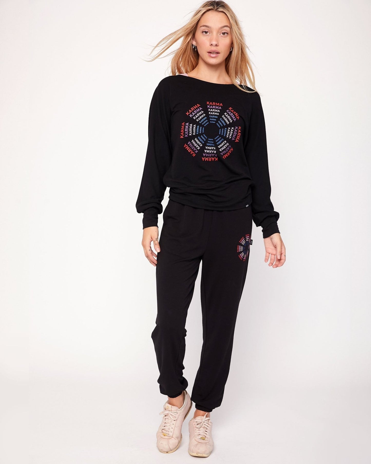 Karma Graphic Viscose Blend Long Sleeve Top - Mack & Harvie