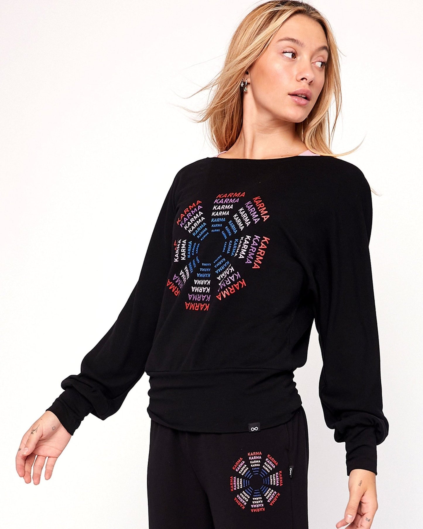 Karma Graphic Viscose Blend Long Sleeve Top - Mack & Harvie