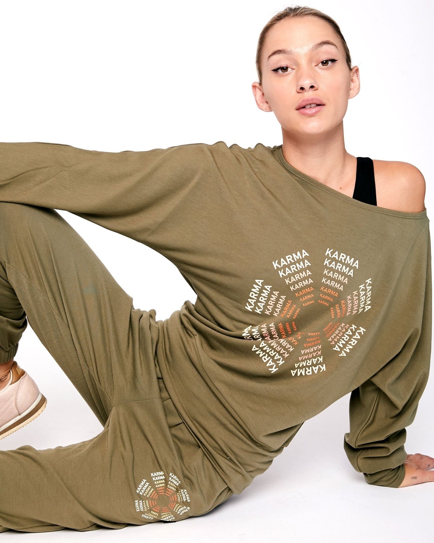 Karma Graphic Viscose Blend Long Sleeve Top - Mack & Harvie