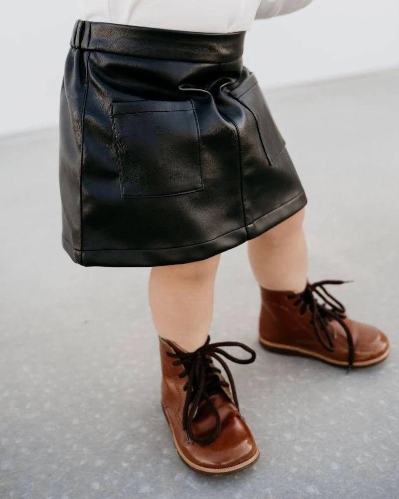 Katie Pocket Mini Skirt - Black Leather - Mack & Harvie