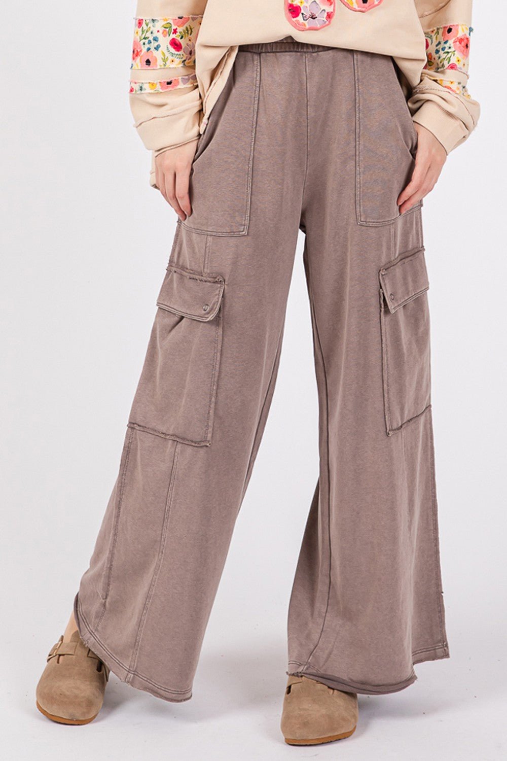 Knit Terry Mineral Wash Wide Leg Pants - Mack & Harvie