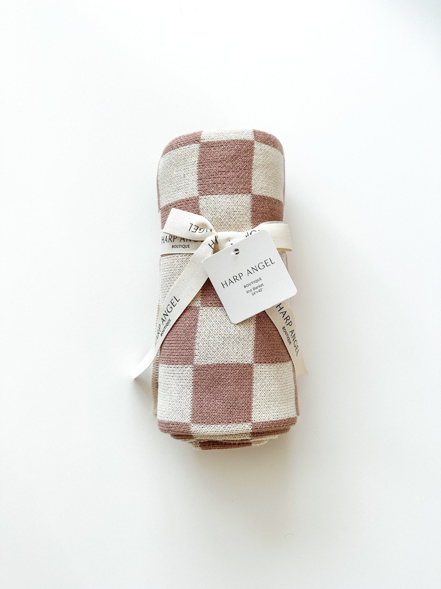 Knitted Baby Blanket - Neutral Checkered - Mack & Harvie