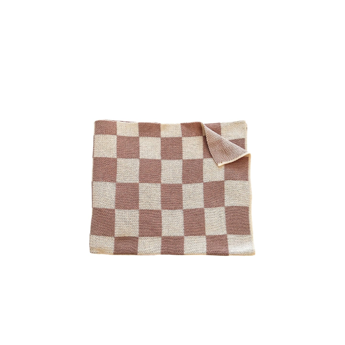 Knitted Baby Blanket - Neutral Checkered - Mack & Harvie