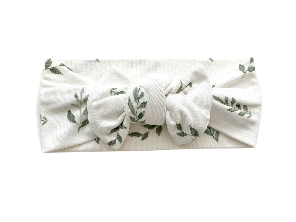 Knotted Headband - Green Leaves - Mack & Harvie