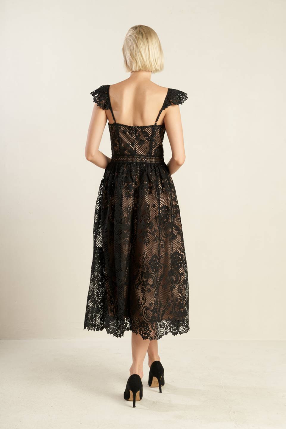 KNOW YOU BETTER WOVEN LACE MIDI DRESS - Mack & Harvie