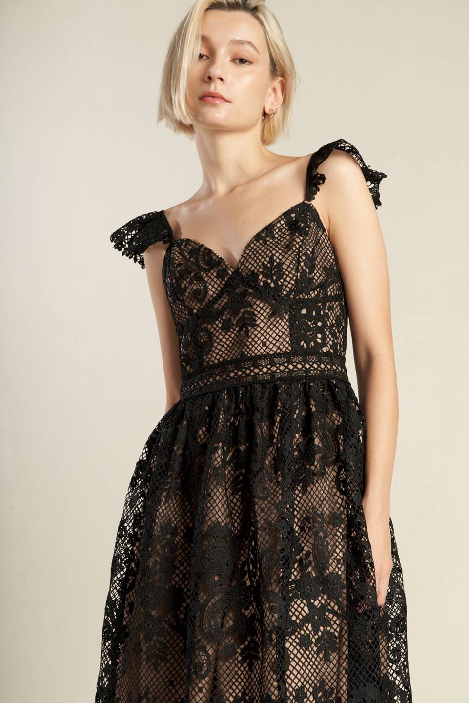 KNOW YOU BETTER WOVEN LACE MIDI DRESS - Mack & Harvie