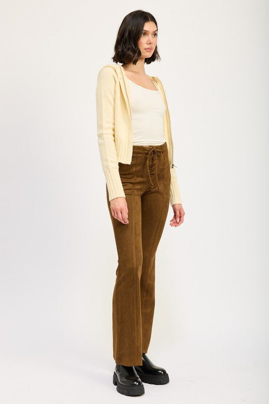 LACE UP SUEDE FLARED PANTS - Mack & Harvie