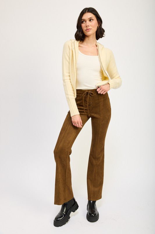 LACE UP SUEDE FLARED PANTS - Mack & Harvie