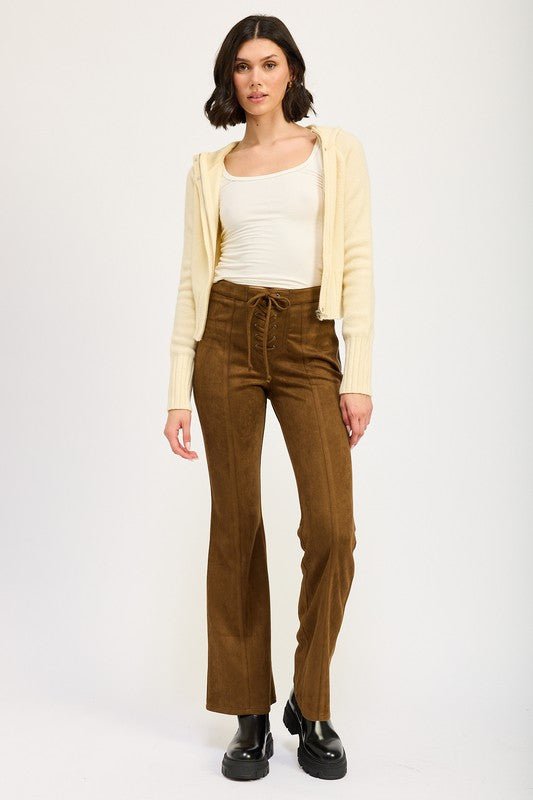 LACE UP SUEDE FLARED PANTS - Mack & Harvie