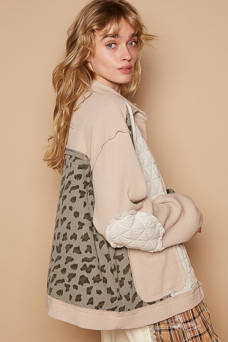 Leopard Exposed Seam Button Up Quilted Jacket - Mack & Harvie