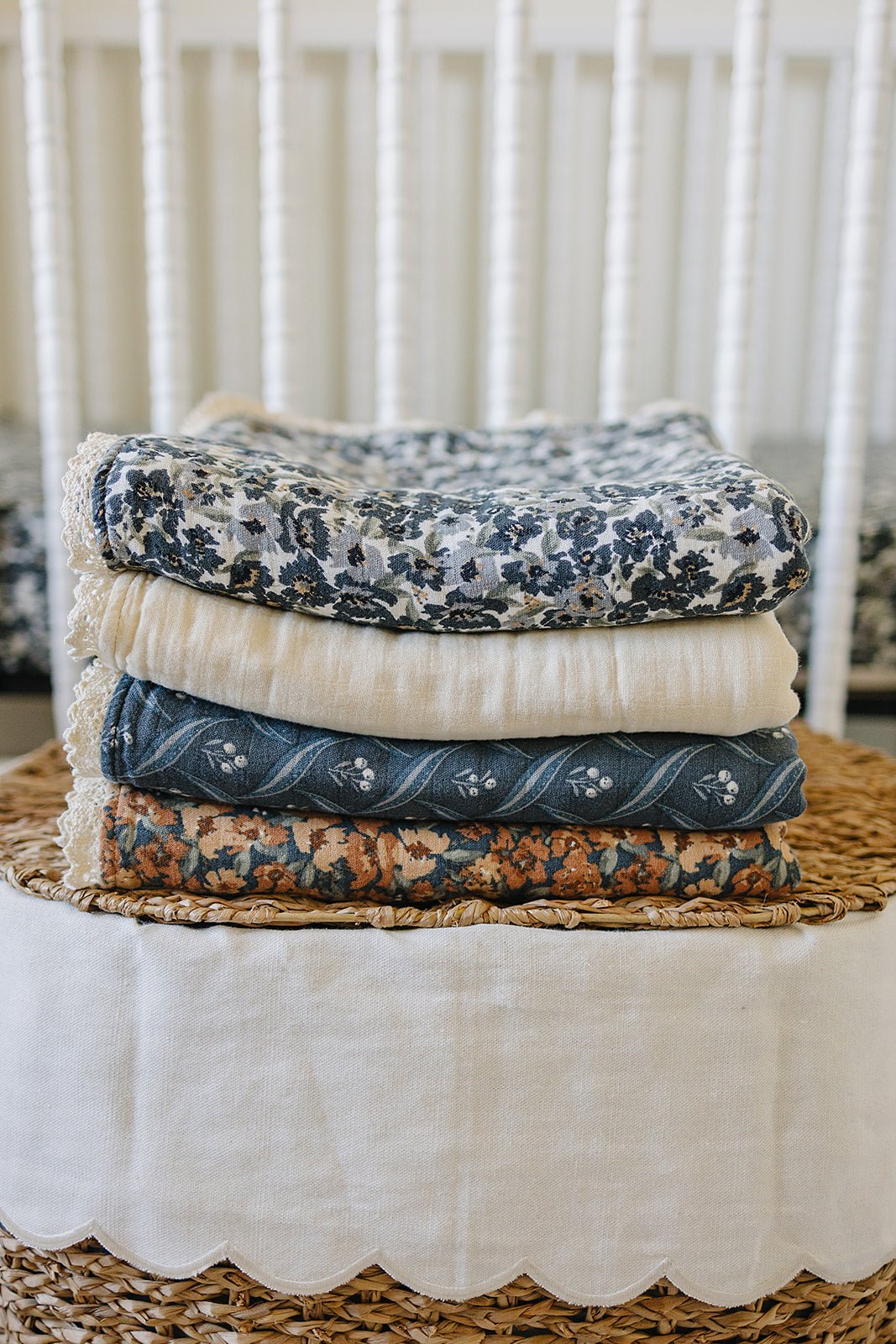 Liberty Floral + Coastal Plaid Lace Muslin Quilt - Mack & Harvie