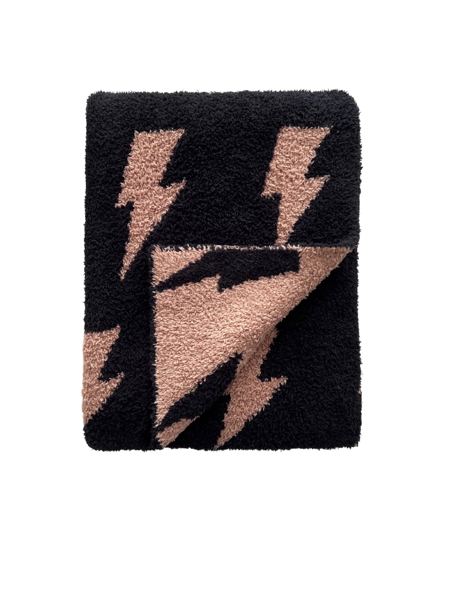 Lightning Bolt Fuzzy Blanket | Mocha - Mack & Harvie