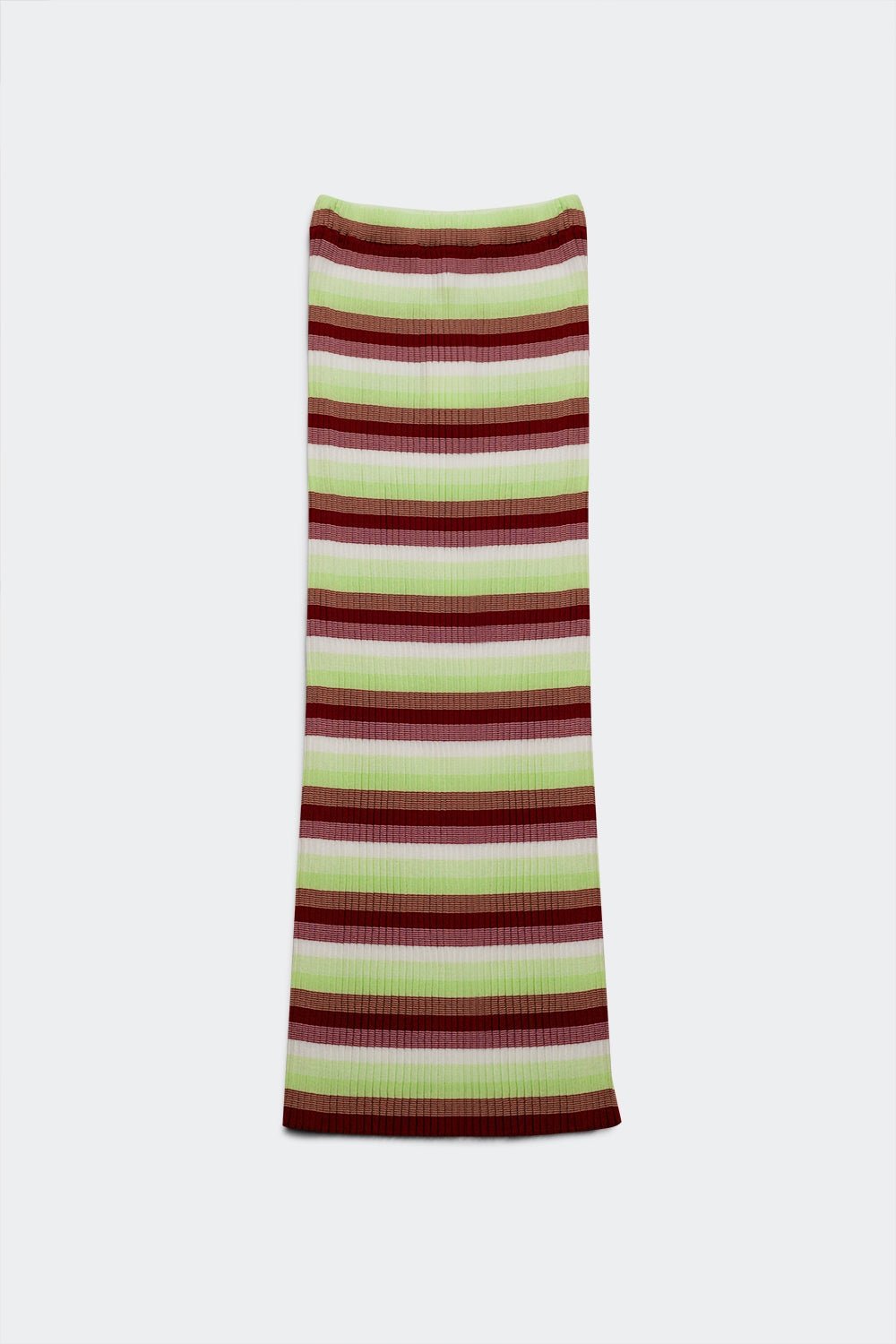 Lightweight Knit Maxi Skirt in Green Stripe - Mack & Harvie