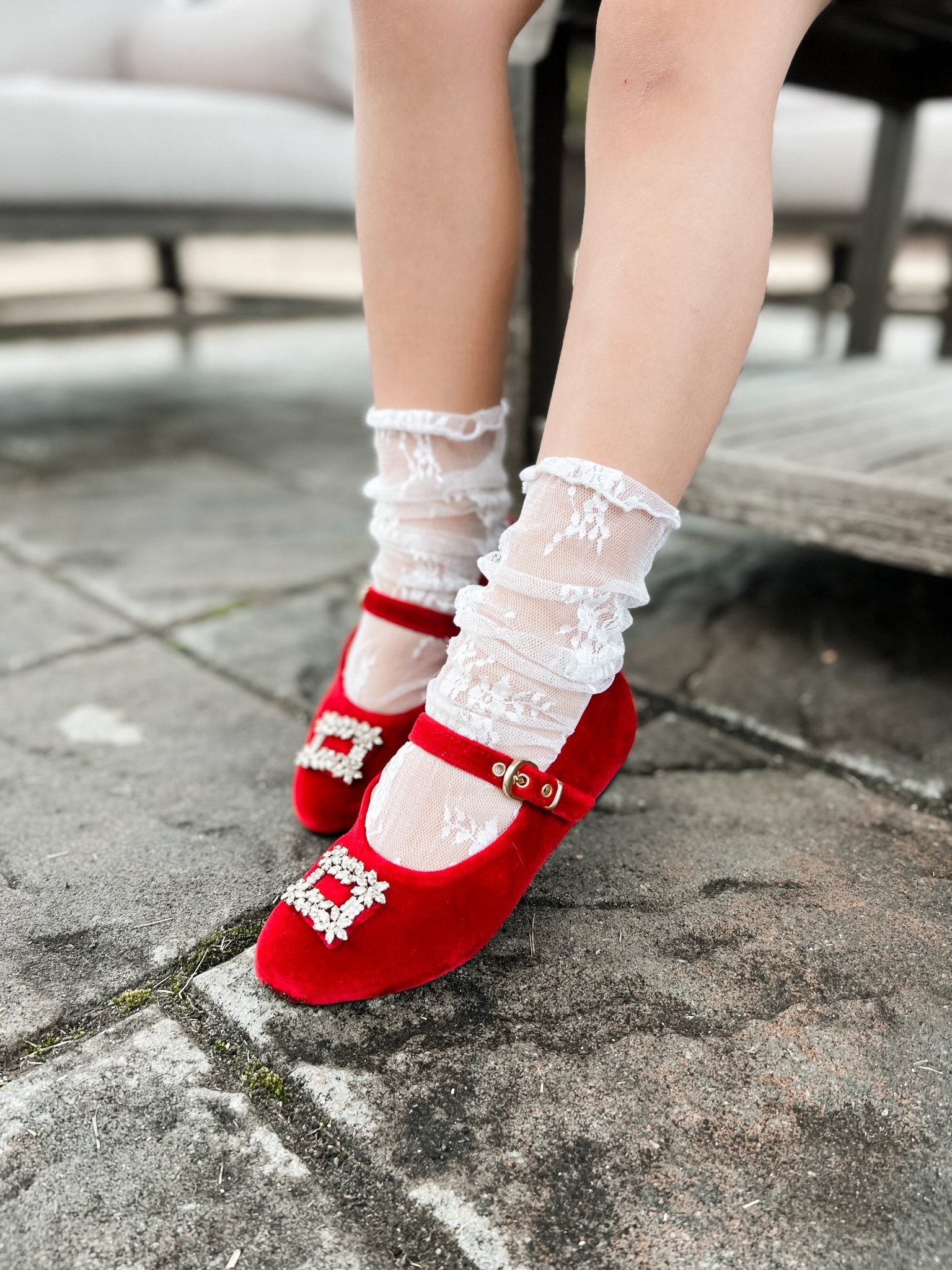 Lila Velvet Shoes in Red - Mack & Harvie