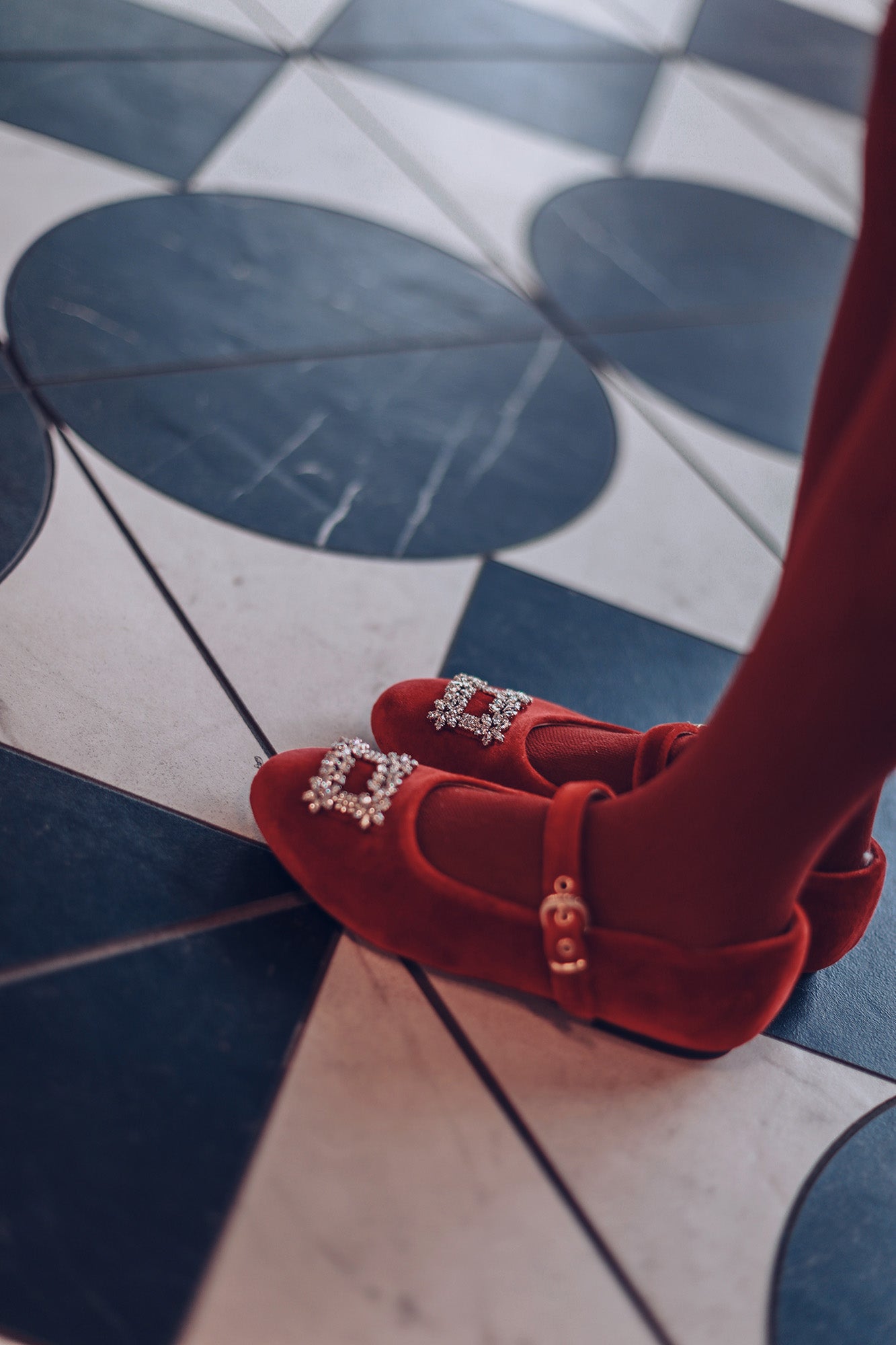 Lila Velvet Shoes in Red - Mack & Harvie