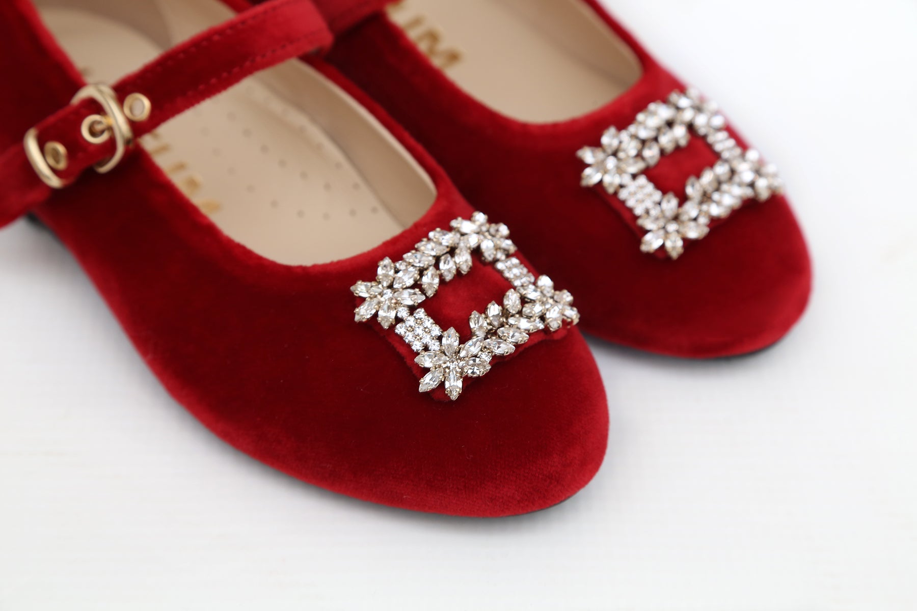 Lila Velvet Shoes in Red - Mack & Harvie