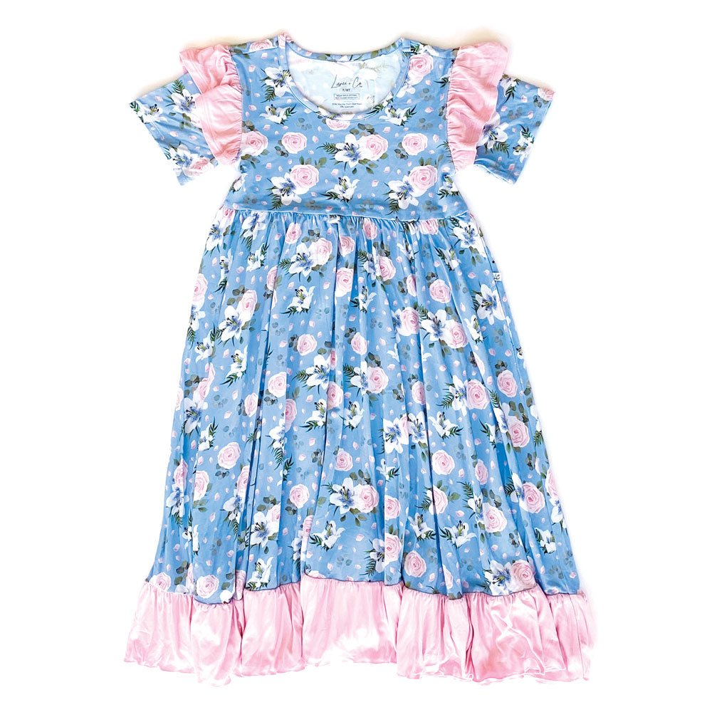 Lillian Floral Bamboo Ruffle Spin Dress - Mack & Harvie