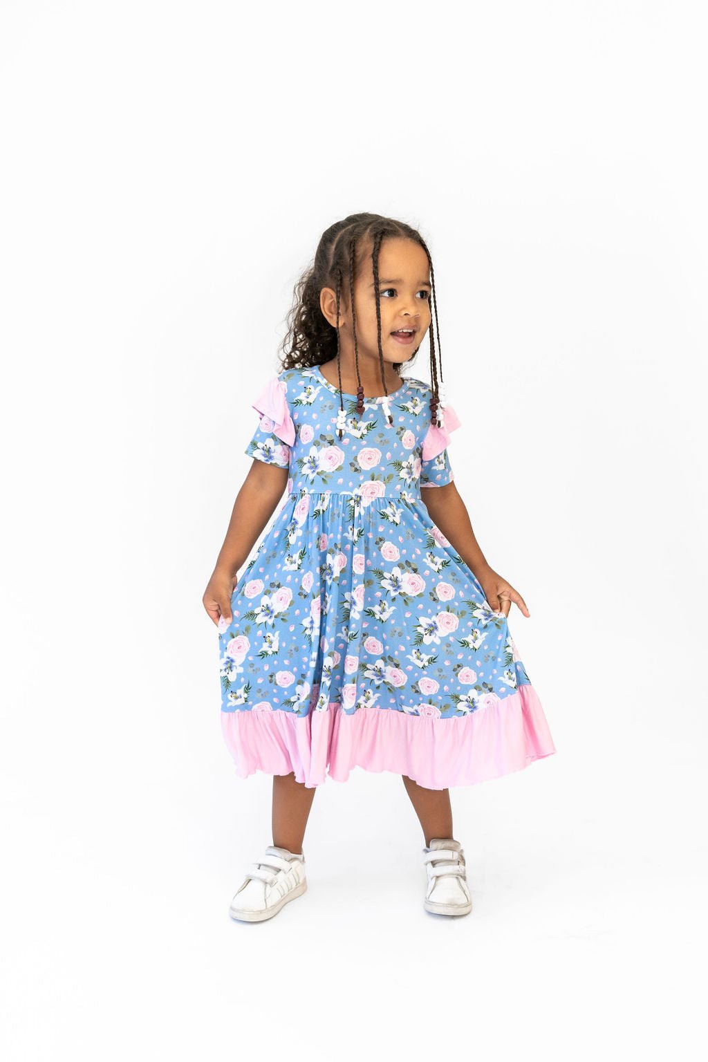 Lillian Floral Bamboo Ruffle Spin Dress - Mack & Harvie