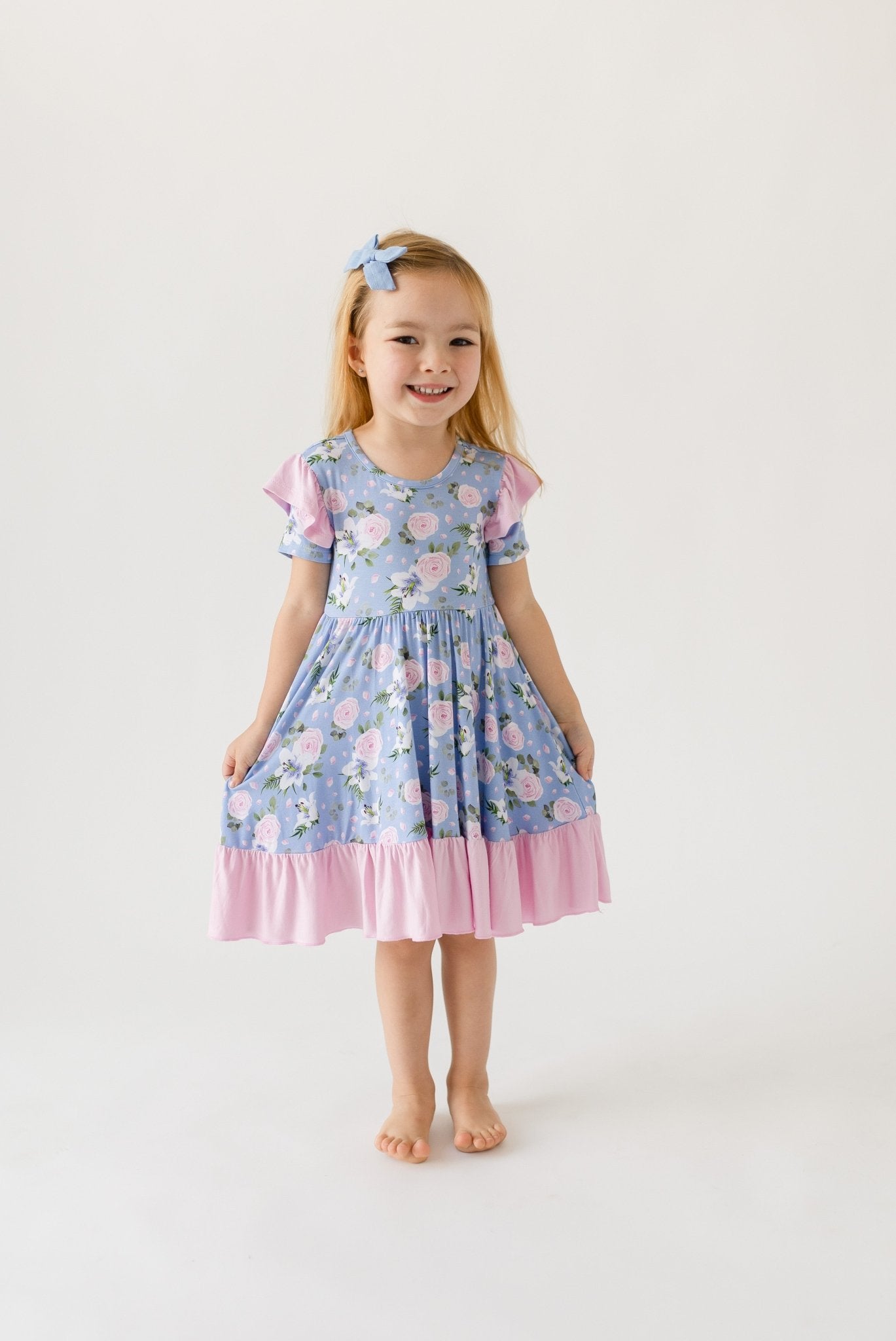 Lillian Floral Bamboo Ruffle Spin Dress - Mack & Harvie