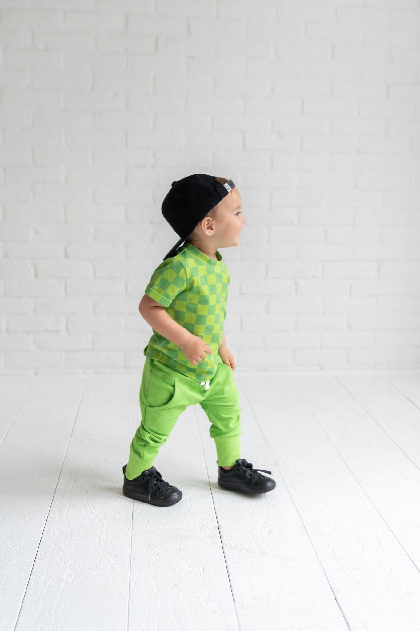 Lime Checkers Kids Tee - Mack & Harvie