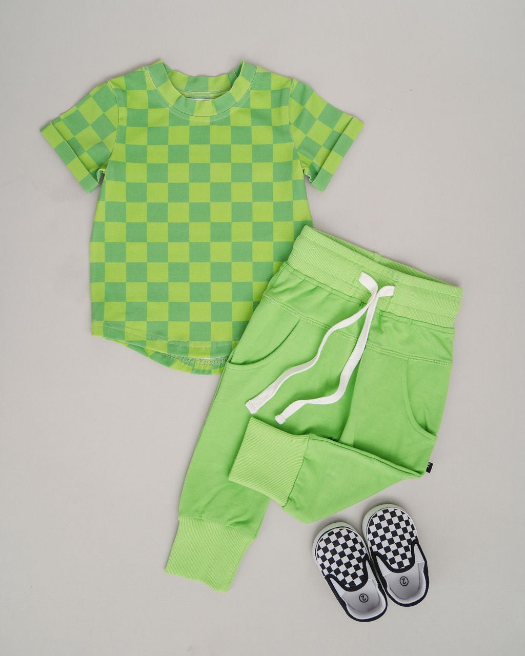 Lime Checkers Kids Tee - Mack & Harvie