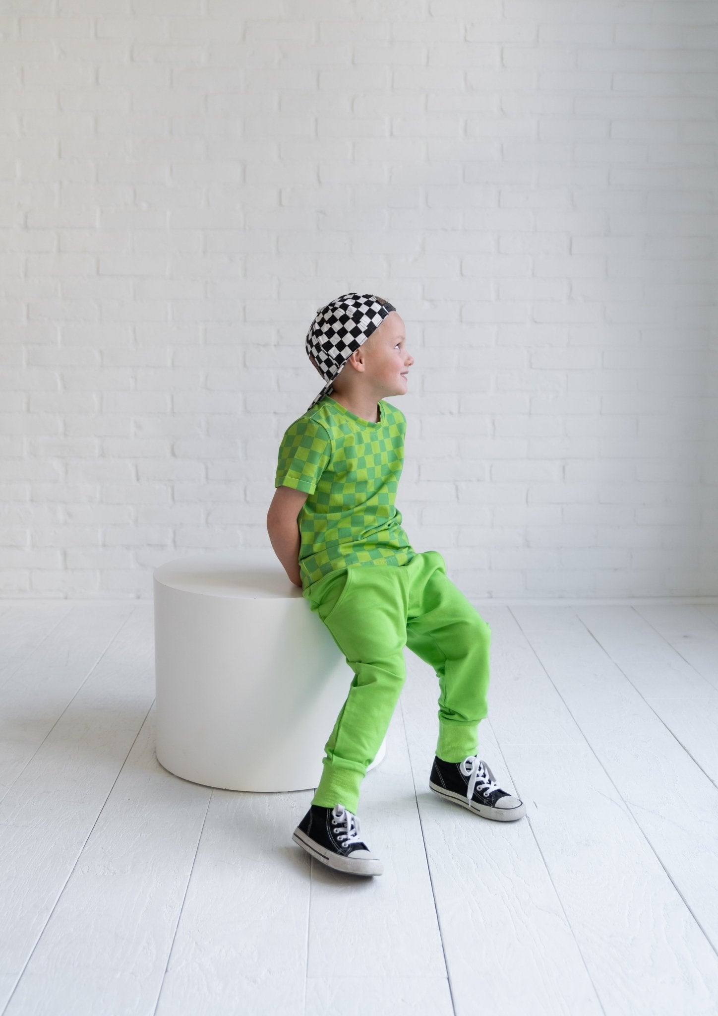 Lime Checkers Kids Tee - Mack & Harvie