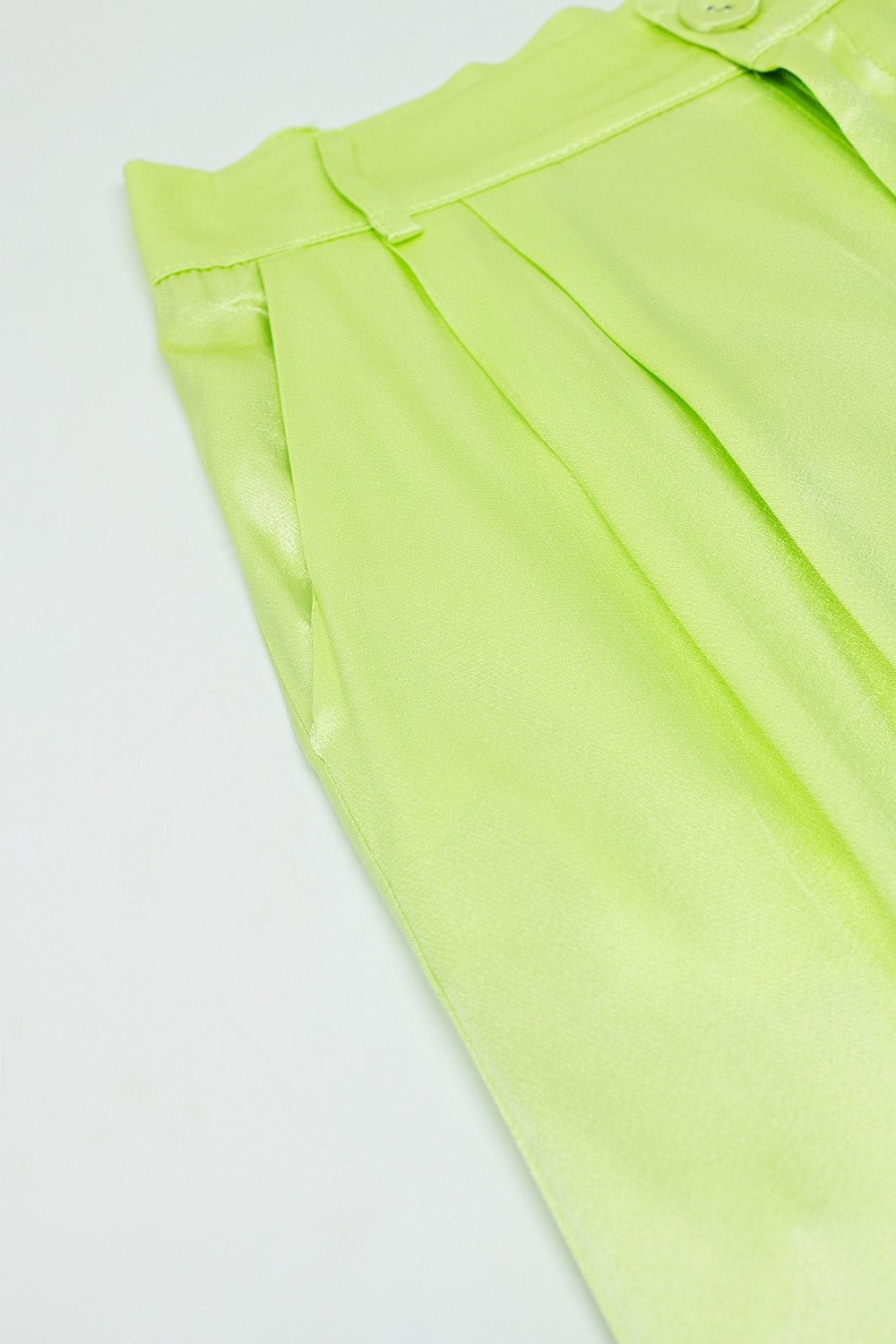 Lime Flared Satin Pants With Pockets - Mack & Harvie