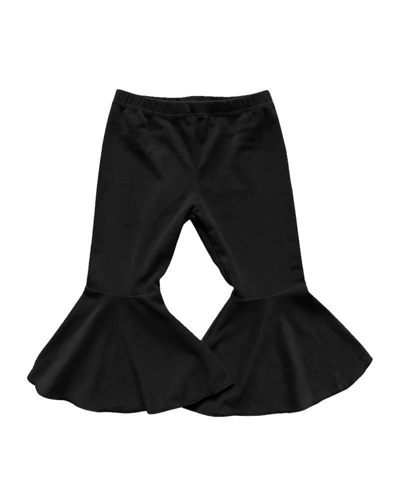 Lina Pleated Velour Bell Bottoms - Black - Mack & Harvie