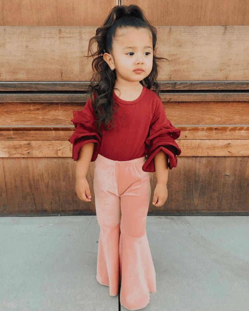 Lina Pleated Velour Bell Bottoms - Lollipop Pink - Mack & Harvie