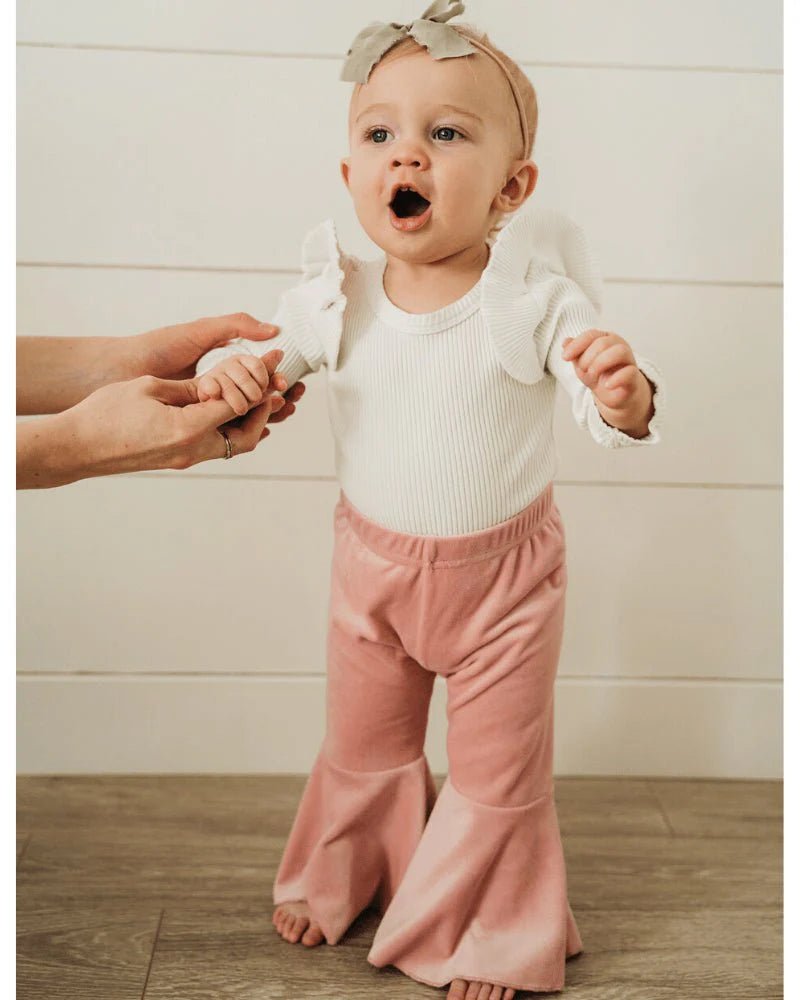 Lina Pleated Velour Bell Bottoms - Lollipop Pink - Mack & Harvie