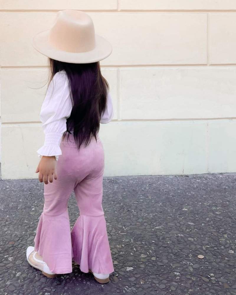 Lina Pleated Velour Bell Bottoms - Lollipop Pink - Mack & Harvie