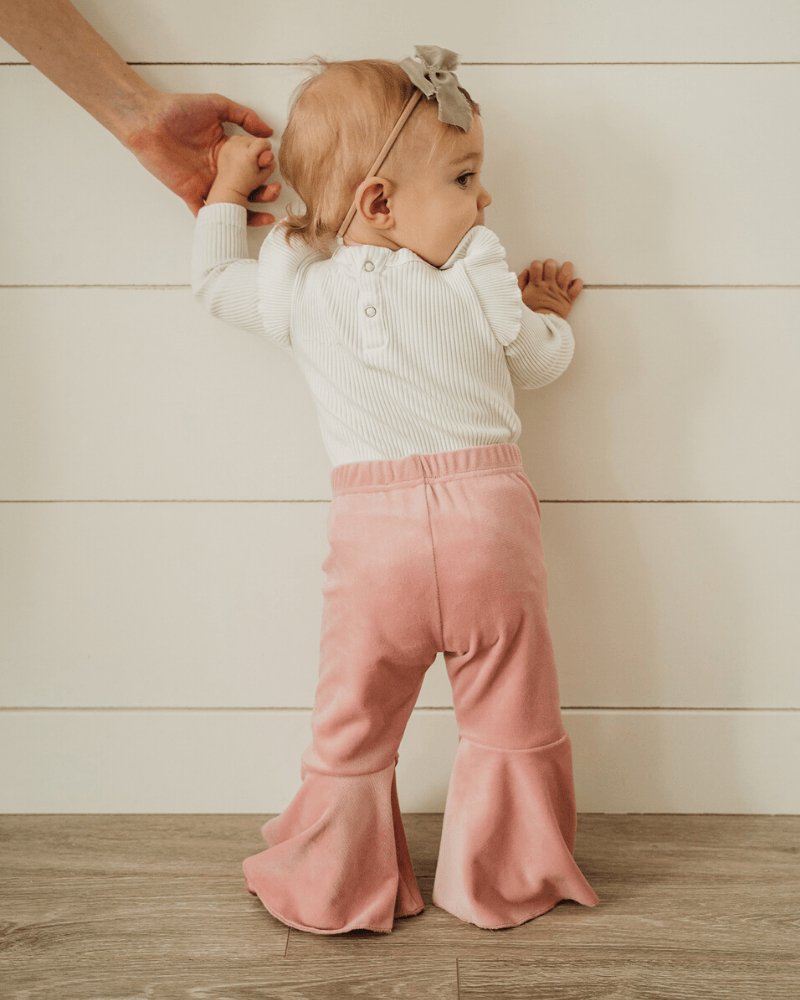 Lina Pleated Velour Bell Bottoms - Lollipop Pink - Mack & Harvie