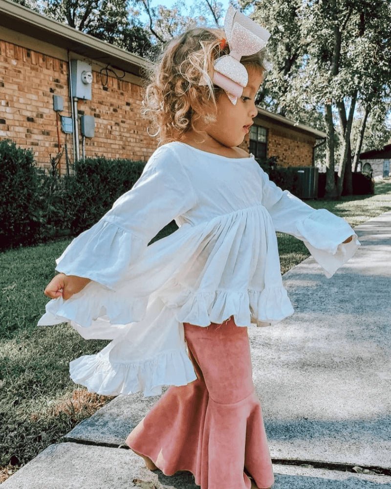 Lina Pleated Velour Bell Bottoms - Lollipop Pink - Mack & Harvie