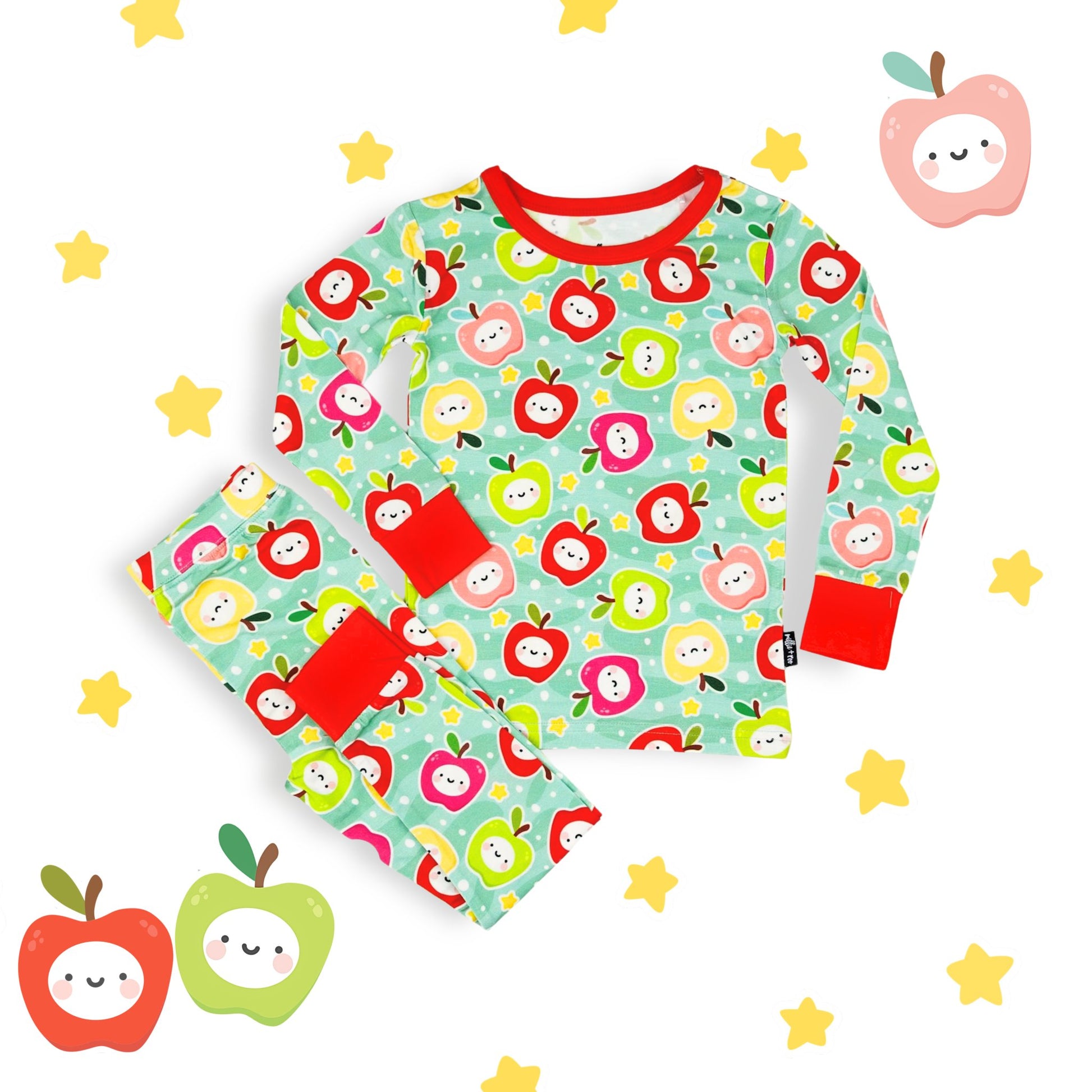 LONG SLEEVE 2 PIECE SETS - Kawaii Apple - Mack & Harvie