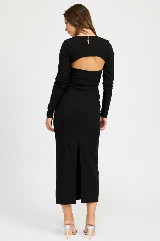 LONG SLEEVE CUTOUT MIDI DRESS - Mack & Harvie