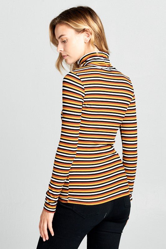 Long Sleeve Striped Turtleneck Top - Mack & Harvie