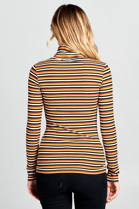 Long Sleeve Striped Turtleneck Top - Mack & Harvie