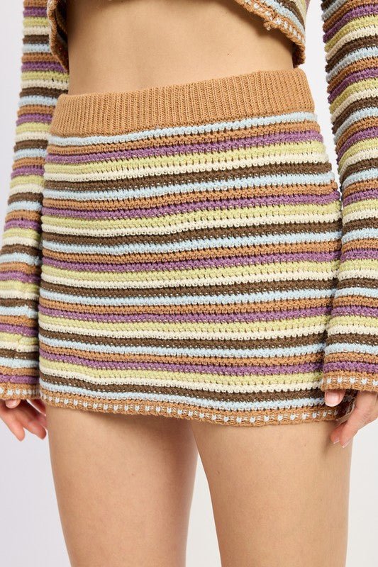 LOW RISE STRIPED CROCHET MINI SKIRT - Mack & Harvie