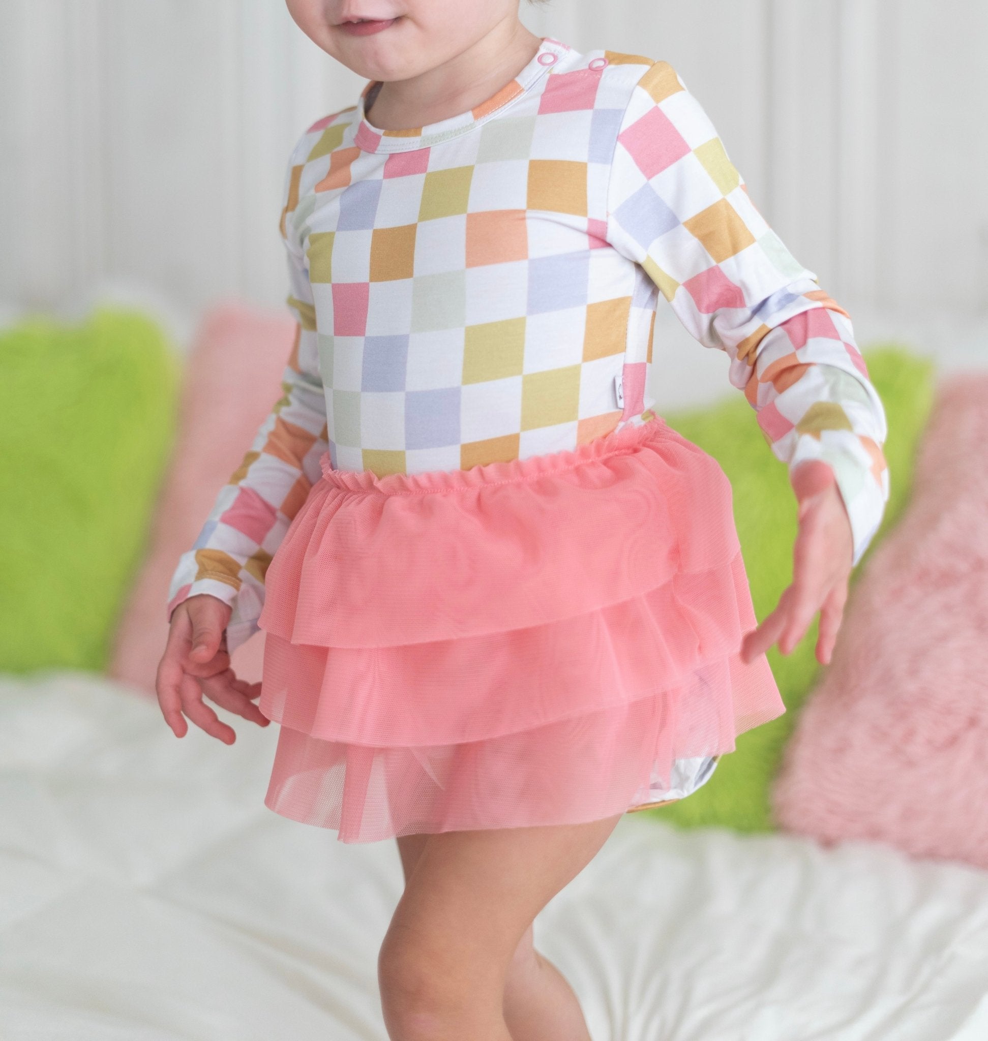 LUCKY CHARM CHECKS DREAM TUTU BODYSUIT DRESS - Mack & Harvie