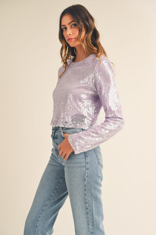 MABLE Shoulder Padded Sequin Crop Top - Mack & Harvie