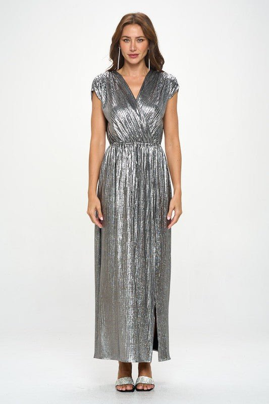 Made in USA Sleeveless Metallic Maxi Dress - Mack & Harvie