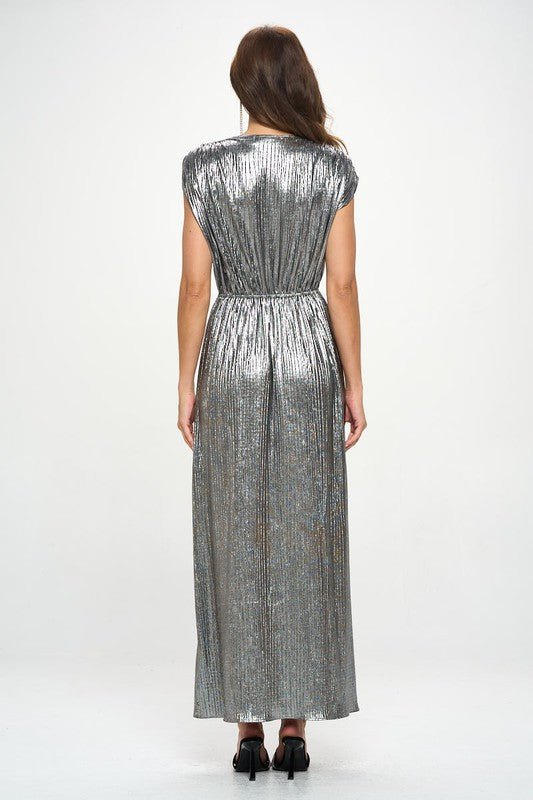 Made in USA Sleeveless Metallic Maxi Dress - Mack & Harvie