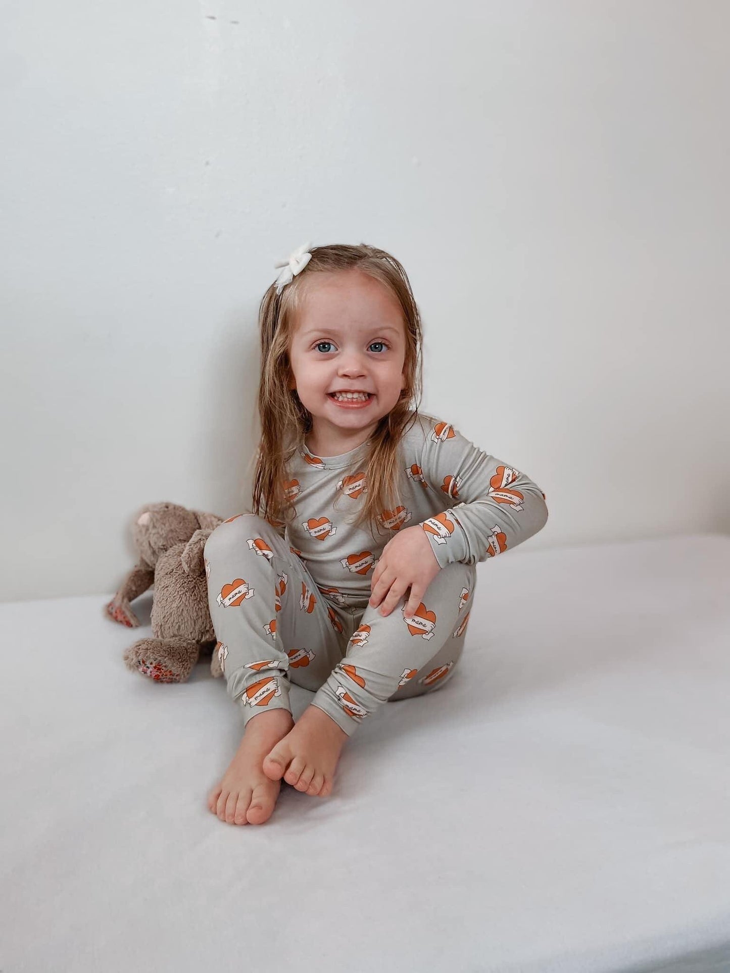 Mama Tattoo Hearts 2pc Bamboo Pajama Set