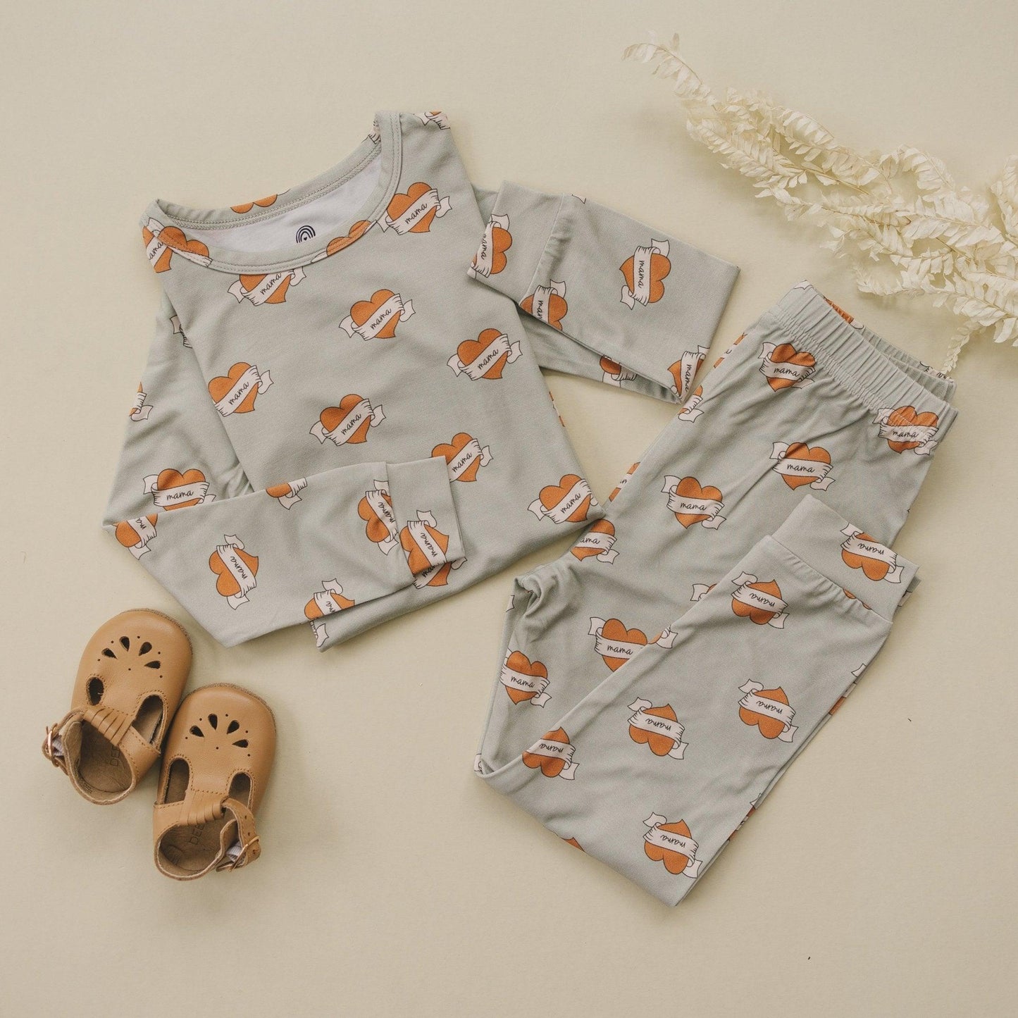 Mama Tattoo Hearts 2pc Bamboo Pajama Set