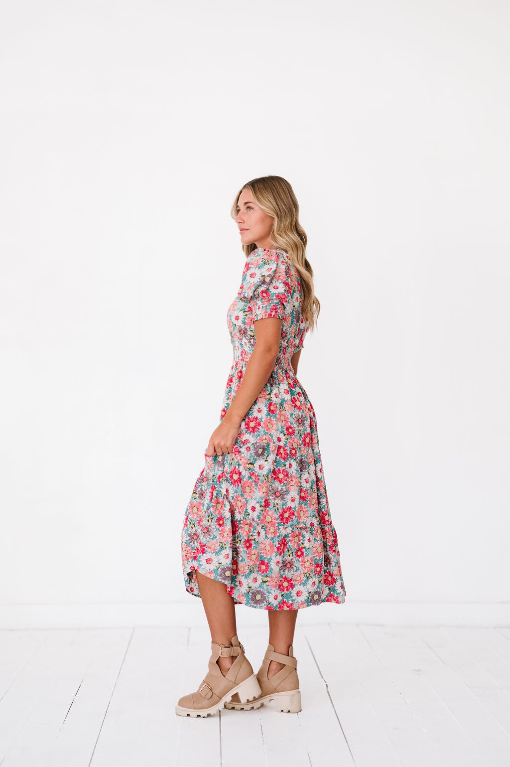 Margo Dress in Floral Teal - Mack & Harvie