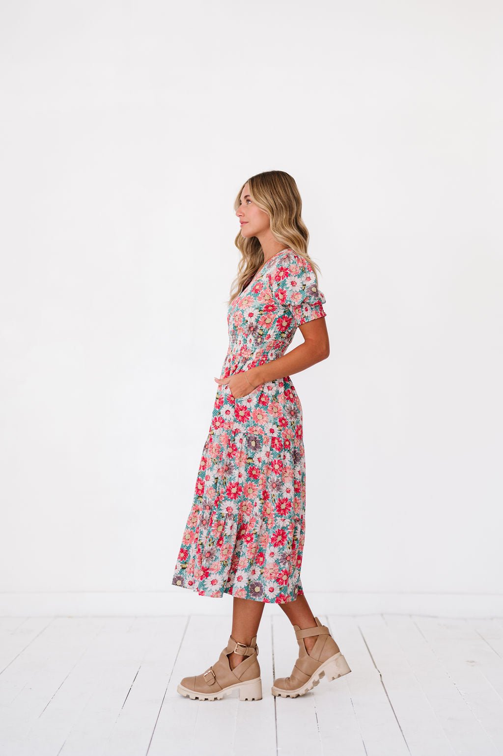 Margo Dress in Floral Teal - Mack & Harvie