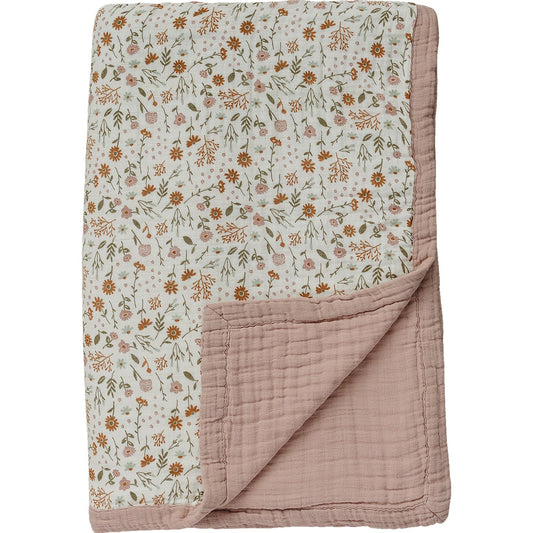 Meadow Floral + Dusty Rose Twin Muslin Quilt - Mack & Harvie