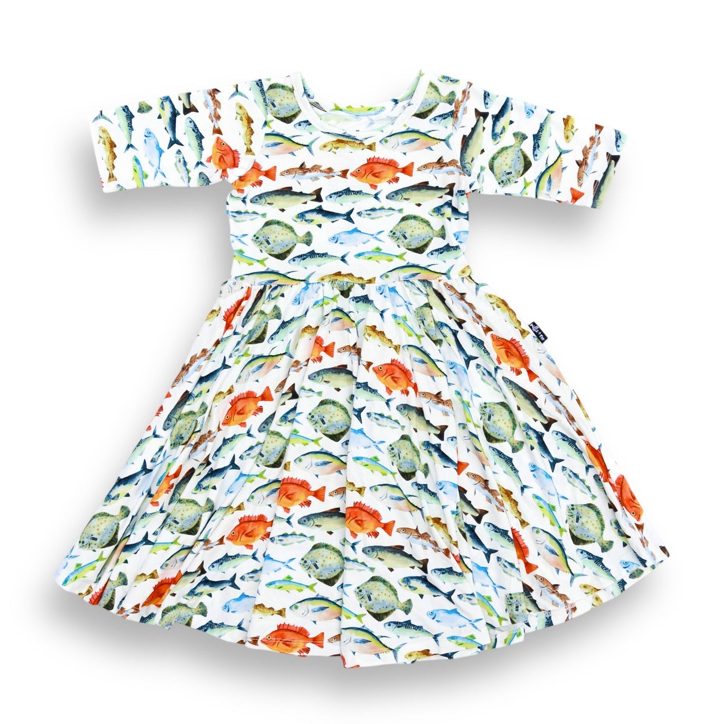 MID SLEEVE TWIRL DRESS - Fishy - Mack & Harvie